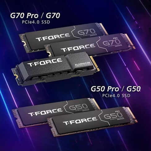 TEAMGROUP T-Force G50 2TB PCIe Gen4x4 NVMe M.2 2280 Gaming SSD، حتى 5000/4500 ميجابايت/ثانية، 3D TLC NAND، ذاكرة تخزين مؤقت SLC، موزع حرارة الجرافين، متوافق مع PS5، محرك أقراص الحالة الصلبة الداخلي TM8FFE002T0C134 in Kuwait