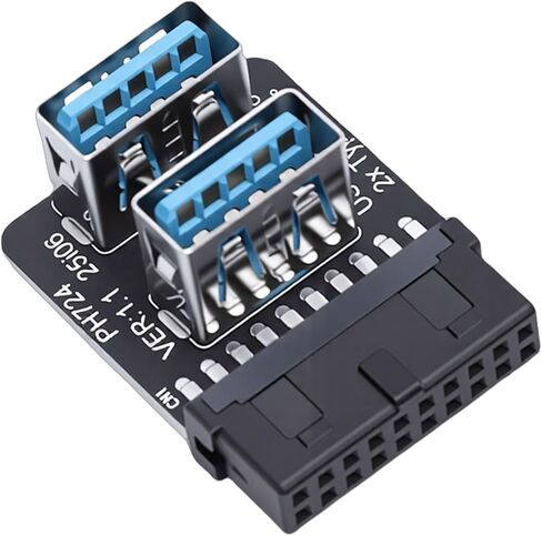 Vikye USB 3.0 محول رأس مزدوج النوع A نقل عالي السرعة للوحة الأم، محول 90 درجة للتوسيع الفعال، حزمة واحدة (PH724A) in Kuwait