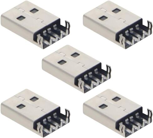 PCB USB Connector USB-AM 2.0 Male Jack 4 Pin 90 Degree Sinking Plate 5Pcs,WuJuntool in Kuwait