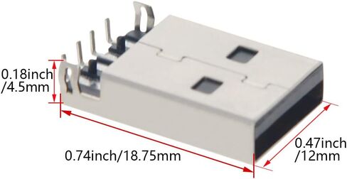 PCB USB Connector USB-AM 2.0 Male Jack 4 Pin 90 Degree Sinking Plate 5Pcs,WuJuntool in Kuwait