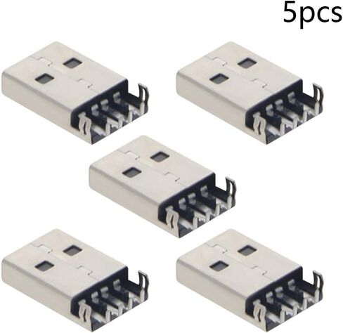 PCB USB Connector USB-AM 2.0 Male Jack 4 Pin 90 Degree Sinking Plate 5Pcs,WuJuntool in Kuwait