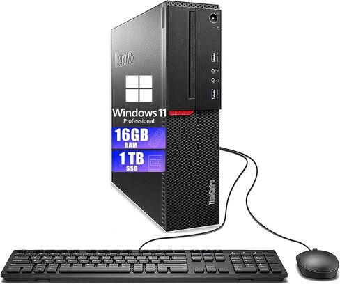 كمبيوتر مكتبي Lenovo ThinkCentre M800 SFF، رباعي النواة i5-6400، ذاكرة وصول عشوائي 16 جيجابايت، 1 تيرابايت SSD، لوحة مفاتيح وماوس، واي فاي، BT، Windows 11 Pro (متجدد) in Kuwait