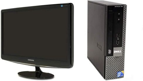 حزمة كمبيوتر سطح المكتب DELL 2018، Core 2 Duo 3.0 جيجا هرتز، 8 جيجا، 320 جيجا، ويندوز 10 - دعم متعدد اللغات - الإنجليزية / الإسبانية / الفرنسية، شاشة سامسونج 24 بوصة (C2D) (متجددة) in Kuwait