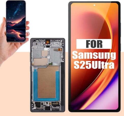 AMOLED LCD لشاشة Samsung S25 Ultra 5G بديلة لشاشة Samsung S25 Ultra LCD S938B أجزاء إصلاح مجموعة التحويل الرقمي التي تعمل باللمس مع إطار (مع وظيفة بصمة الإصبع) (أسود تيتانيوم) in Kuwait