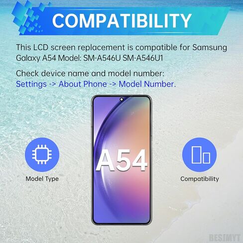استبدال شاشة Samsung Galaxy A54 مع إطار شاشة LCD تعمل باللمس محول رقمي كامل وزر جانبي ومكبر صوت للأذن طقم أدوات إصلاح الزجاج بمحرك اهتزاز SM-A546U SM-A546U1 in Kuwait