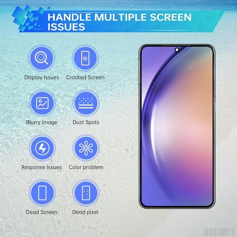 استبدال شاشة Samsung Galaxy A54 مع إطار شاشة LCD تعمل باللمس محول رقمي كامل وزر جانبي ومكبر صوت للأذن طقم أدوات إصلاح الزجاج بمحرك اهتزاز SM-A546U SM-A546U1 in Kuwait