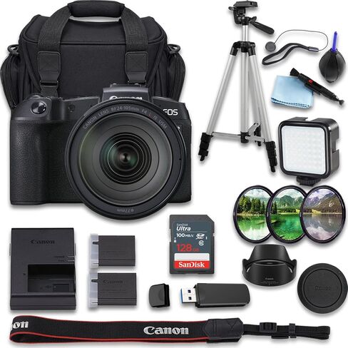 كاميرا Canon EOS RP بدون مرآة مع + RF 24-105mm f/4 L هي عدسة USM + SanDisk Ultra 128 جيجابايت + بطارية بديلة إضافية + حقيبة حمل الكاميرا والمزيد (حزمة مكونة من 19 قطعة) (متجددة) in Kuwait