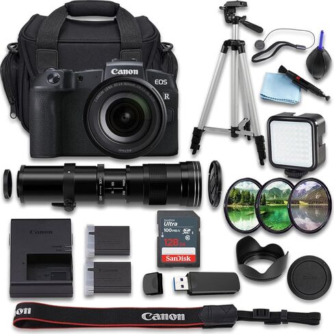 Canon EOS RP Mirrorless Camera with + RF 24-105mm f/4-7.1 is STM + 420-800mm f/8 Manual Super Telephoto Lens + SanDisk Ultra 128GB + Extra Replacement Battery + More(19pc Bundle) (Renewed) in Kuwait