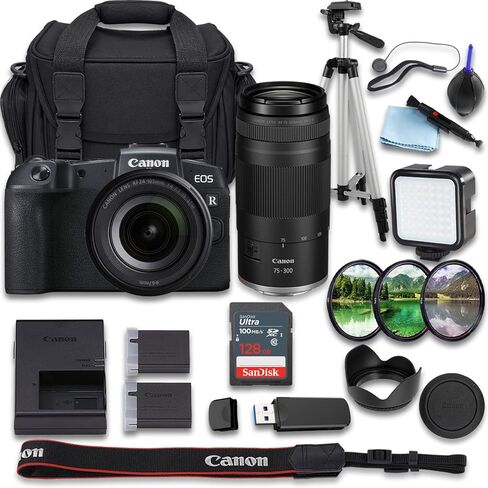 كاميرا Canon EOS RP بدون مرآة مع + RF 24-105mm f/4-7.1 is STM + RF 75-300mm f/4-5.6 Lens + SanDisk Ultra 128GB + بطارية بديلة إضافية والمزيد (حزمة 20 قطعة) (متجددة) in Kuwait
