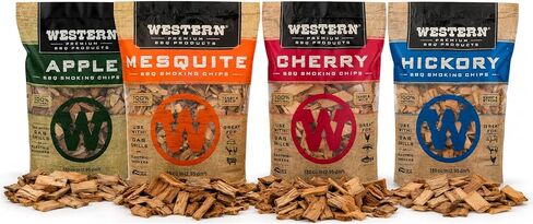 Western BBQ Smoking Wood Chips Variety Pack Bundle (4)- Apple, Mesquite, Hickory, and Cherry Flavors (Original Version) in Saudi Arabia