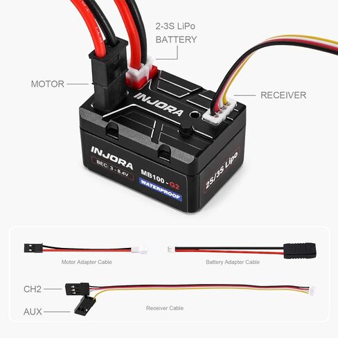 INJORA MB100 Brushed Mini ESC 20A for 1/24 1/18 RC Crawler SCX24 AX24 TRX4M FCX24 FCX18 Upgrade in Saudi Arabia