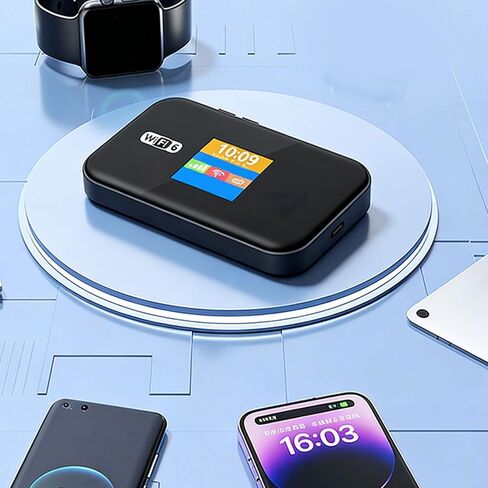 راوتر VINGVO 4G LTE WiFi 6 المحمول، ثنائي النطاق 2.4G 5.8G، نقطة اتصال واي فاي محمولة بسرعة 300 ميجابت في الثانية، يدعم تجوال بيانات 32 جهازًا للسفر والأعمال المنزلية in Kuwait