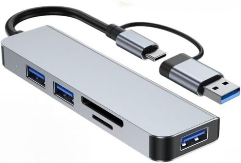 USB-C Hub Splitter 5 in 1 with USB 3.0/2.0, SD/TF Splitter Card Reader, Aluminum Docking Station USB Hub for Laptop PC in Kuwait