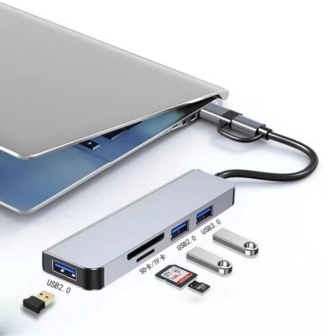 USB-C Hub Splitter 5 in 1 with USB 3.0/2.0, SD/TF Splitter Card Reader, Aluminum Docking Station USB Hub for Laptop PC in Kuwait