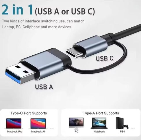 USB-C Hub Splitter 5 in 1 with USB 3.0/2.0, SD/TF Splitter Card Reader, Aluminum Docking Station USB Hub for Laptop PC in Kuwait