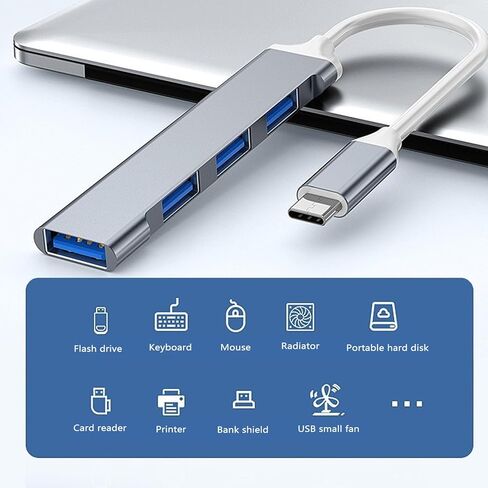 محور USB A C، محور USB 7 في 1 من الألومنيوم، محور USB مع 1 USB A 3.0، 2 USB 2.0 ومنافذ نوع C للكمبيوتر الشخصي والهواتف المحمولة والكمبيوتر اللوحي، ومقسم محطة إرساء USB C in Kuwait
