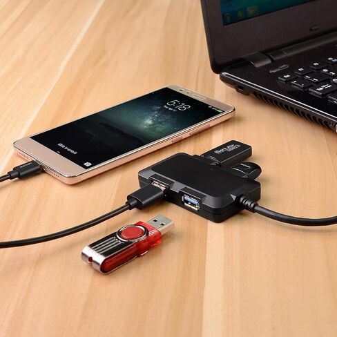 4-Port Compact Portable USB 3.0 5Gbps Speed Hub,Built-in USB3.0 Cable for Windows MAC in Kuwait