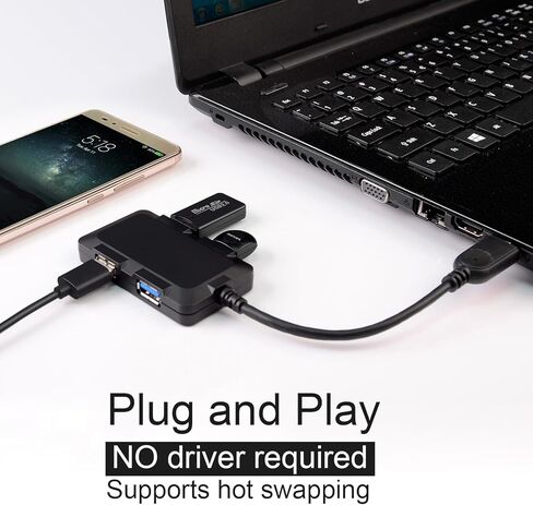4-Port Compact Portable USB 3.0 5Gbps Speed Hub,Built-in USB3.0 Cable for Windows MAC in Kuwait