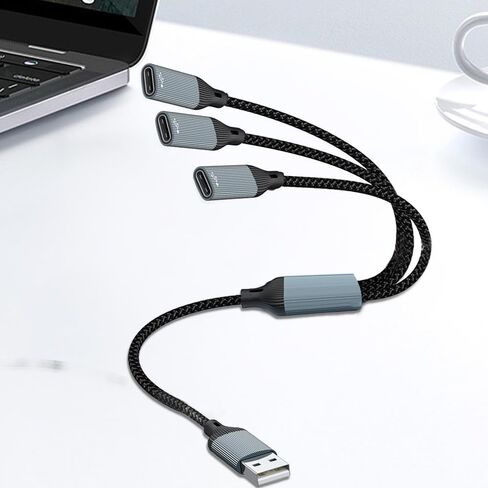 USB Splitter 1 in 3 Out 1FT,USB Y Cable,USB A Male to Four Female Extension Cord Adapter,3 Port Multi Multiport Extender Hub,Double Dual Data Power Charger Split in Kuwait