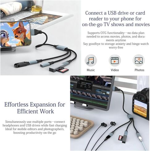 USB Splitter 1 in 3 Out 1FT,USB Y Cable,USB A Male to Four Female Extension Cord Adapter,3 Port Multi Multiport Extender Hub,Double Dual Data Power Charger Split in Kuwait