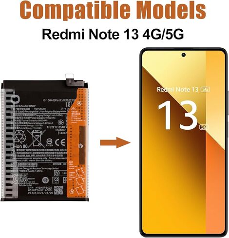 Duotipa بطارية بديلة جديدة BN5P لهاتف Redmi Note 13 4G/5G مع مجموعة أدوات الإصلاح in Kuwait