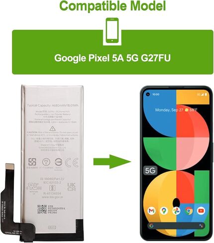 Replacement Battery G27FU Compatible with Google Pixel 5 with Tools in Kuwait