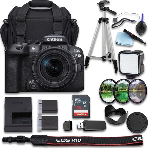 Canon EOS R10 Mirrorless Camera with RF-S 18-150mm f/3.5-6.3 is STM Lens + SanDisk Ultra 64GB + Extra Spare Replacement Battery + Camera Carrying Case and More(21pc Bundle) (Renewed) in Kuwait