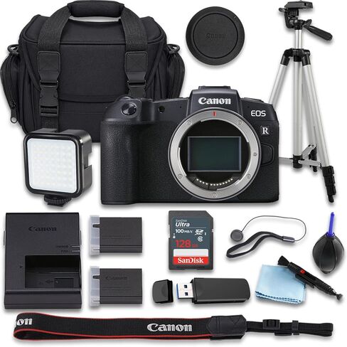 كاميرا Canon EOS RP بدون مرآة مع + SanDisk Ultra سعة 128 جيجابايت + بطارية بديلة إضافية + حقيبة حمل الكاميرا والمزيد (حزمة مكونة من 14 قطعة) (متجددة) in Kuwait