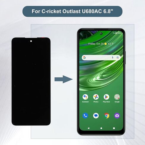 مجموعة محول رقمي لشاشة LCD بديلة تعمل باللمس متوافقة مع Cricket Outlast U680AC 6.8 بوصة مع أدوات (أسود) in Kuwait