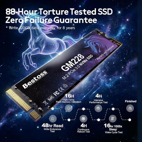 Bestoss 1TB NVMe M.2 SSD PCIe 3.0 2280 Internal SSD Up to 2400MB/s, 3D NAND Dynamic SLC Cache, for Students, Home Entertainment, Office Work, Compatible with PC Desktops or Laptops in Kuwait