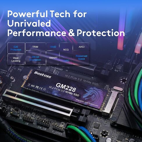 Bestoss 1TB NVMe M.2 SSD PCIe 3.0 2280 Internal SSD Up to 2400MB/s, 3D NAND Dynamic SLC Cache, for Students, Home Entertainment, Office Work, Compatible with PC Desktops or Laptops in Kuwait