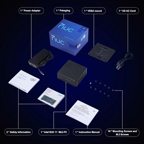 Intel NUC 11 NUC11PAHi7 Panther Canyon Mini PC, i7-1165G7, 32GB RAM, 1TB SSD, Mini Computers Windows 11 Pro for Business Home Office, Support 8K/WiFi 6/4K Quad Display/Bluetooth 5/Thunderbolt 3 in Kuwait