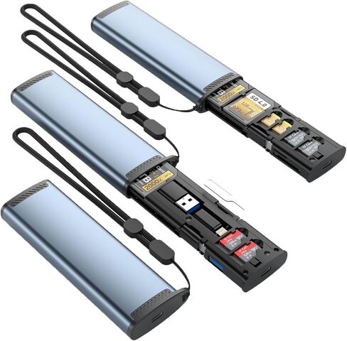 قارئ بطاقات متعدد الوظائف 13 في 1، موزع USB-C مع فتحات بطاقات SD/TF، ​​وحدة تخزين SIM، محول Lightning، سبائك الألومنيوم in Kuwait