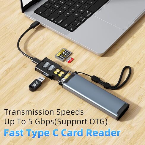 قارئ بطاقات متعدد الوظائف 13 في 1، موزع USB-C مع فتحات بطاقات SD/TF، ​​وحدة تخزين SIM، محول Lightning، سبائك الألومنيوم in Kuwait