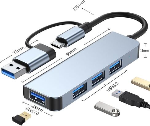 CAMVATE 4-Port Slim USB 3.0 Type-C Type-A Hub-3405 in Kuwait