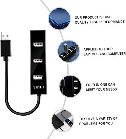 Holibanna 1 قطعة منفذ USB Hub Splitter محول كابل توسيع عالي السرعة خفيف الوزن وتصميم فعال لتبديد الحرارة لأجهزة الكمبيوتر المحمولة المتوافقة والمزيد in Kuwait