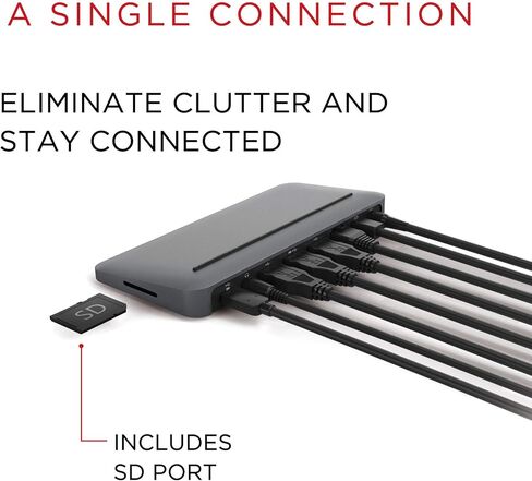 Henge Docks Stone - موزع سطح المكتب متعدد المنافذ USB-C لأجهزة MacBook - منفذ DisplayPort صغير، إيثرنت، مصدر طاقة، 3 USB، بطاقة SD، توصيلات سماعة الرأس/مكبر الصوت in Kuwait