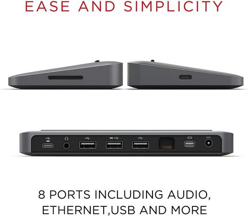 Henge Docks Stone - موزع سطح المكتب متعدد المنافذ USB-C لأجهزة MacBook - منفذ DisplayPort صغير، إيثرنت، مصدر طاقة، 3 USB، بطاقة SD، توصيلات سماعة الرأس/مكبر الصوت in Kuwait