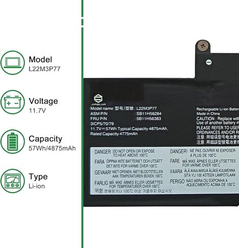 L22M3P77 Laptop Battery Replacement for Lenovo ThinkPad X1 Carbon 12th Gen 2024 Series SB11H56284 5B11H56383 L22B3P73 SB11H56287 5B11H56386 L22C3P76 SB11H56285 5B11H56384 L22D3P77 11.7V 57Wh in Kuwait