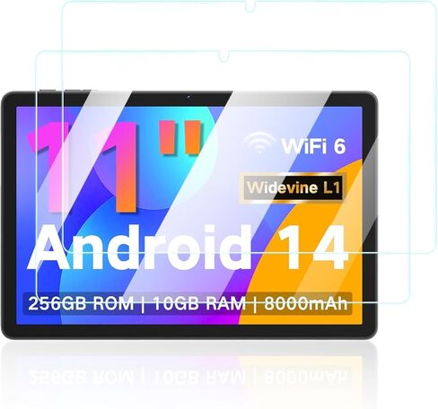 واقي شاشة لجهاز عام Q16W Android 14 Tablet 11 بوصة، مضاد للخدش 9H صلابة اللمس الحساسة 2.5D حواف مستديرة خالية من الفقاعات سهلة التركيب، عبوتان. in Kuwait