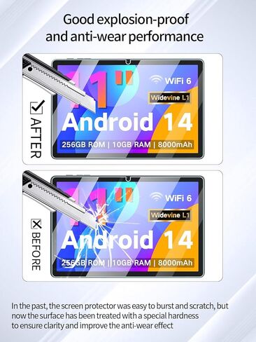 واقي شاشة لجهاز عام Q16W Android 14 Tablet 11 بوصة، مضاد للخدش 9H صلابة اللمس الحساسة 2.5D حواف مستديرة خالية من الفقاعات سهلة التركيب، عبوتان. in Kuwait