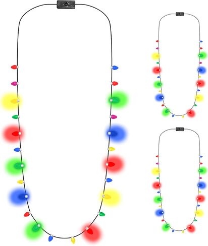 Christmas Necklace | Bright Light | Best Christmas Accessories | Fun and bright Christmas Necklace | Ornament Christmas Necklace | Party Favors | Pack of 3, 6 or 12 in Saudi Arabia