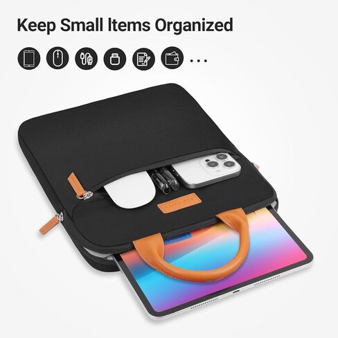 MOSISO 12.9 inch Tablet Sleeve Case for iPad Pro 13 M4&iPad Air 13 M3 M2, iPad Pro 12.9 M2 M1 6/5th with Magic Keyboard&Smart Keyboard Folio, 360 Protective Carrying Tablet Bag with Front Pocket,Black in Kuwait