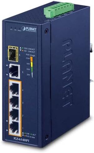 IGS-614HPT Industrial 4-Port 10/100/1000T 802.3at PoE + 1-Port 10/100/1000T + 1-Port 100/1000X SFP Gigabit Ethernet Switch in Kuwait