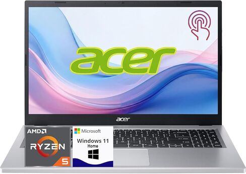 كمبيوتر محمول Acer Aspire 3 مقاس 15.6 بوصة عالي الدقة IPS Touch، AMD Ryzen 5 7520U، 16 جيجابايت LPDDR5، 256 جيجابايت NVMe SSD، Wi-Fi 6، Windows 11 Home، مثالي للطلاب والمكاتب المنزلية، فضي in Kuwait