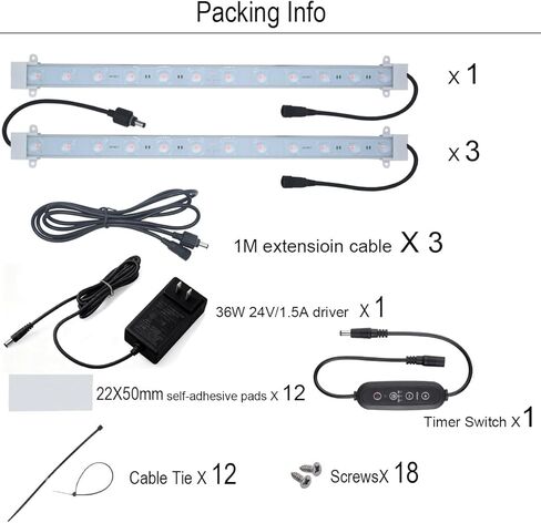 Grow Light Strip Kit 45W, 4 pcs 16 Inches LED Grow Light Strips with Extension Cables, Mounting Accessories for Greenhouse, Grow Shelf. Perfect for Indoor Growing-(4-Strip-Kit) in Saudi Arabia