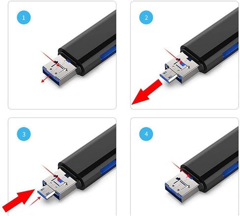 3X 5-in-1 Multifunctional OTG Card Reader Micro-SD/SD Card/USB Reader Support TF Android Type-C Phone/Computer in Kuwait