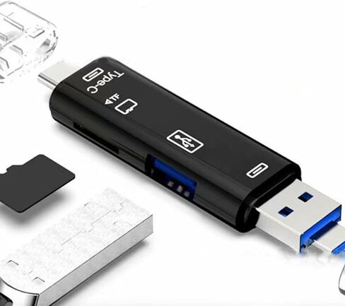 3X 5-in-1 Multifunctional OTG Card Reader Micro-SD/SD Card/USB Reader Support TF Android Type-C Phone/Computer in Kuwait