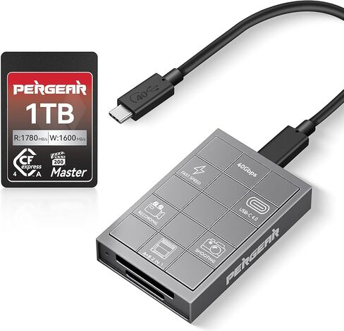PERGEAR 1TB Cfexpress 4.0 Type A Memory Card with Card Reader, up to 1780MB/S Read Speeds, 8k RAW Video Recording & Photo, with USB Type C 40Gbps CFexpress Memory Card Adapter in Kuwait
