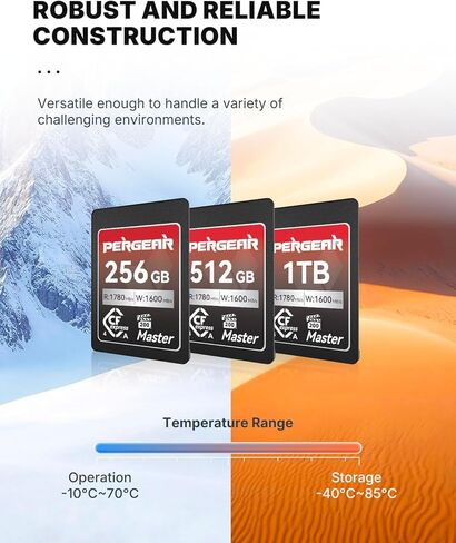 PERGEAR 1TB Cfexpress 4.0 Type A Memory Card with Card Reader, up to 1780MB/S Read Speeds, 8k RAW Video Recording & Photo, with USB Type C 40Gbps CFexpress Memory Card Adapter in Kuwait